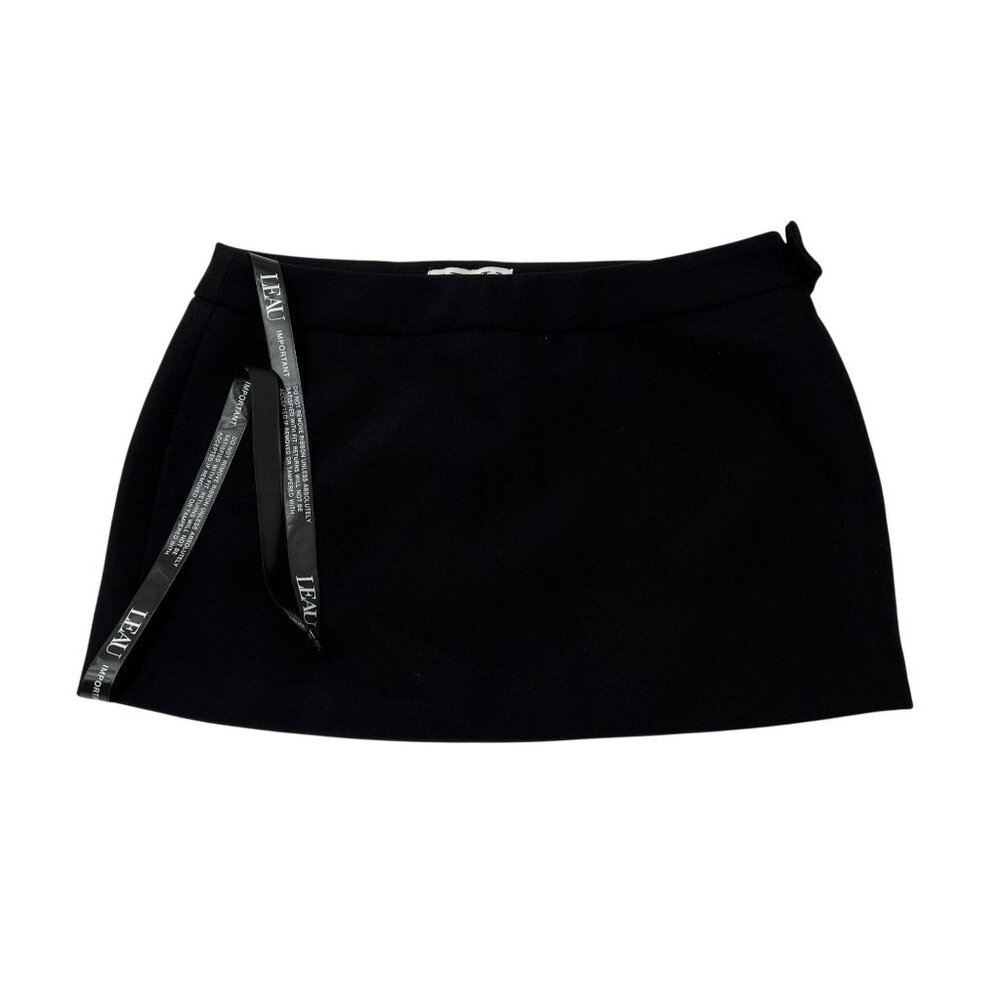 LEAH Black Mini Skirt with Ribbon Detail
